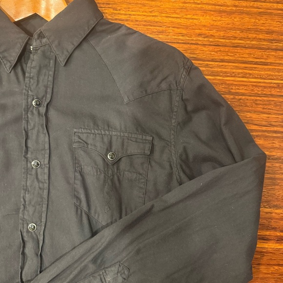 Double RL RRL Western Shirt Snap Button Down Long Sleeve Black Size Medium - Picture 4 of 8